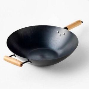 13.5" Carbon Steel Wok Dark Gray - Figmint™: 6 Qt Capacity, Hand Wash, Gas & Ele